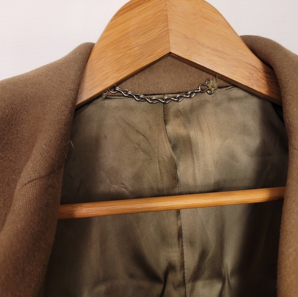 Men's Brown Heavy Wool Green Satin Lining Authentic Military Coat 8 Buttons - Picture 10 of 14